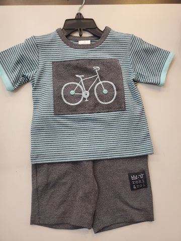 Aqua/Grey Stripe Bicycle Short Set