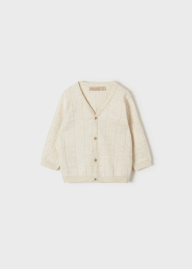 Ivory Windowpane Cardigan Sweater