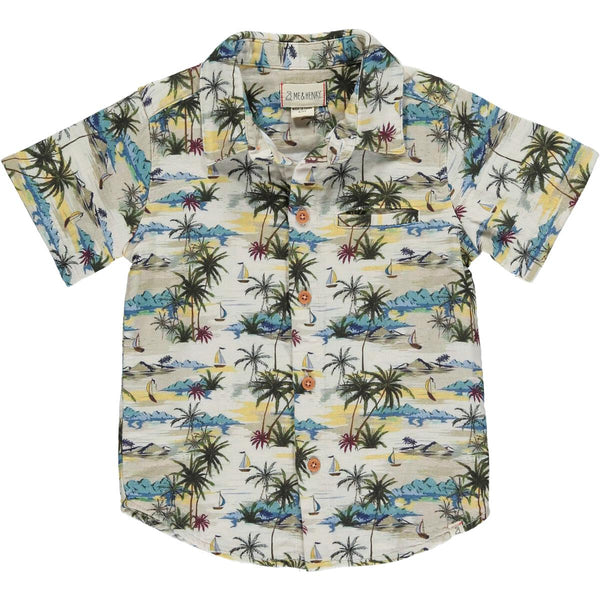 Cream Hawaiian Print Woven Shirt