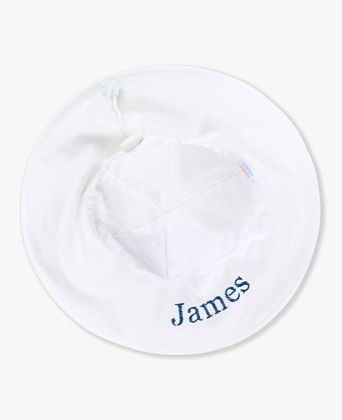 RuffleButts + RuggedButts - Kids White Sun Protective Hat: 6-12m