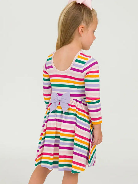 Colorful Rainbow Stripe Twirl Dress