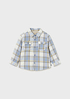 Blue Plaid Lined Button Shirt