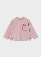 Mauve Flower Pocket Long Sleeve Shirt