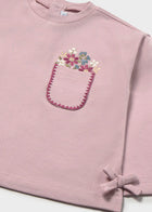 Mauve Flower Pocket Long Sleeve Shirt