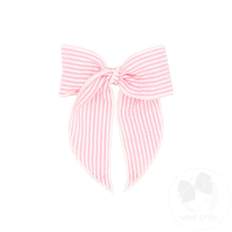 Seersucker Whimsy Bow with Tails