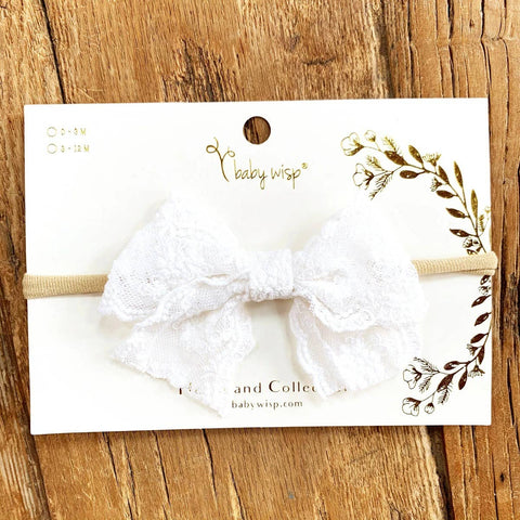Baby Wisp - Lace Tied Bow - White