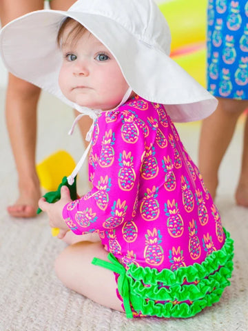 Neon Violet Pineapple One Piece Rash Guard
