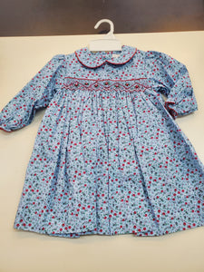 Blue Floral Smocked Dress