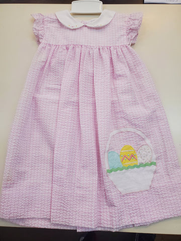 Easter Basket Embroidered Seersucker Dress