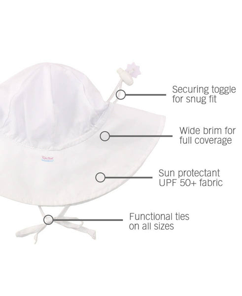 RuffleButts + RuggedButts - Kids White Sun Protective Hat: 6-12m