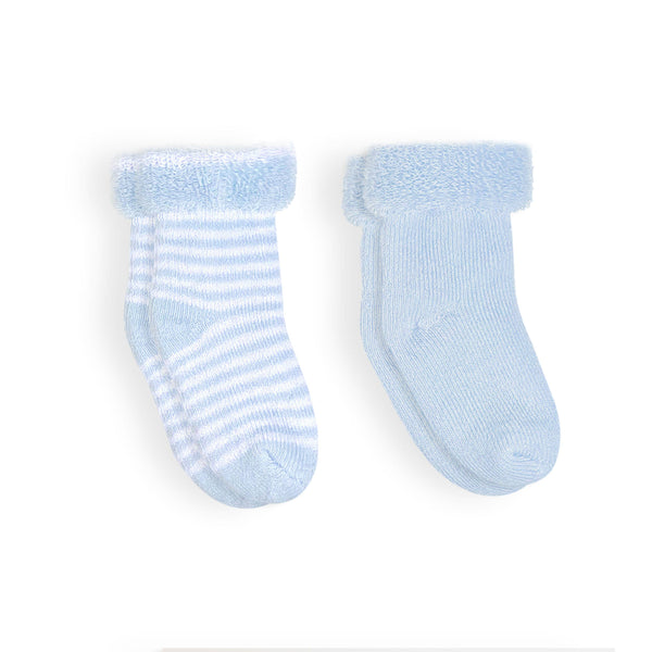 Kushies Baby - Baby Socks Terry - Pack Of 2 Blue 3-6M: 3-6M