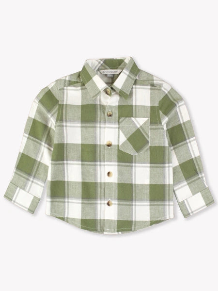 Dusty Olive Plaid Flannel Shirt