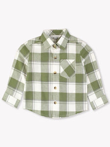 Dusty Olive Plaid Flannel Shirt