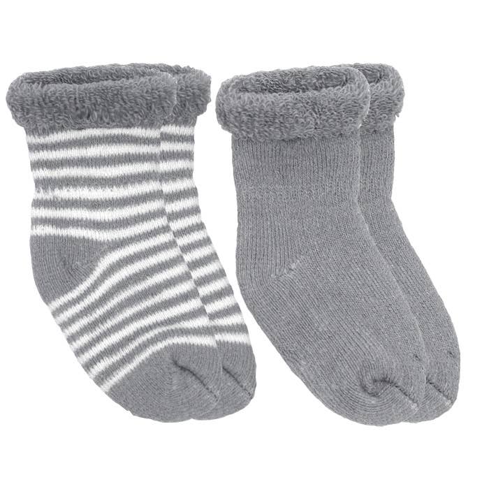 Kushies Baby - Baby Socks Terry - Pack Of 2 Grey 0-3M: 0-3M