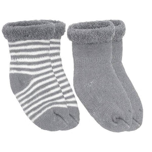 Kushies Baby - Baby Socks Terry - Pack Of 2 Grey 0-3M: 0-3M