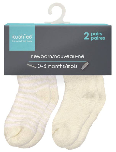 Kushies Baby - Baby Socks Terry - Pack Of 2 Butter 0-3M: 0-3M