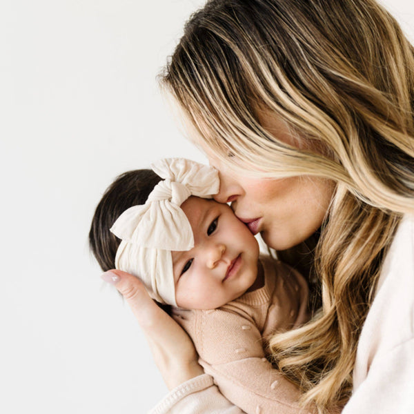 Baby Bling Bows - Baby Bling® The Original Knot soft nylon headband: Ivory