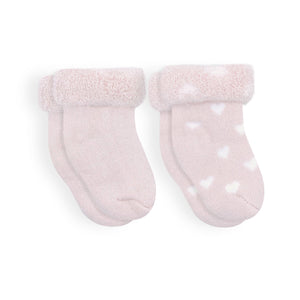 Kushies Baby - Solid/Stars Infant  Socks - 2 Pack - Pink: 0-3M