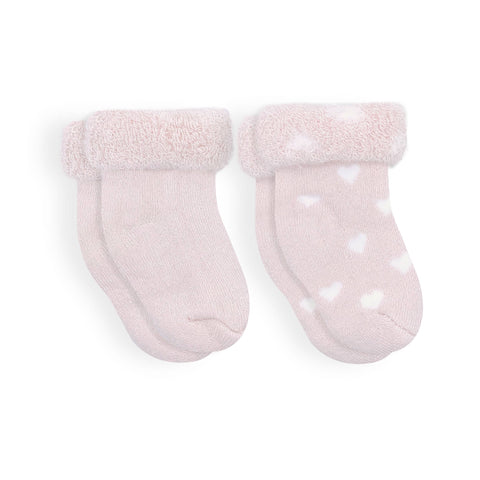 Kushies Baby - Solid/Stars Infant  Socks - 2 Pack - Pink: 3-6M