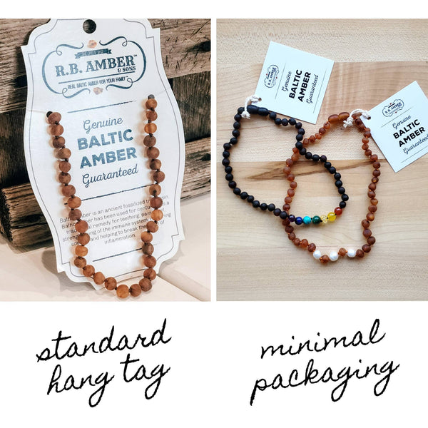 R.B. Amber Jewelry - Multi Baltic Amber Necklace: Standard Hang Tag / 12-13 inches