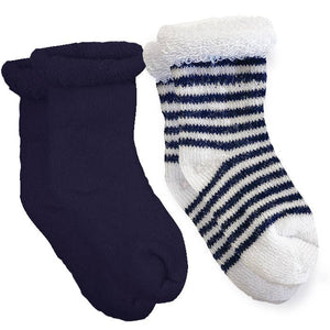 Kushies Baby - Baby Socks Terry - Pack Of 2 Navy 0-3M: 0-3M