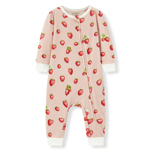 Strawberry Organic Cotton Zipper Pajamas