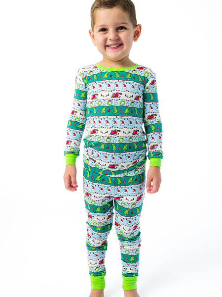 RuffleButts + RuggedButts - SoftSnooze™ Kids Bamboo Viscose Festive Fair Isle Long Sleeve Pajama Set
: Multi-Color / 7/8