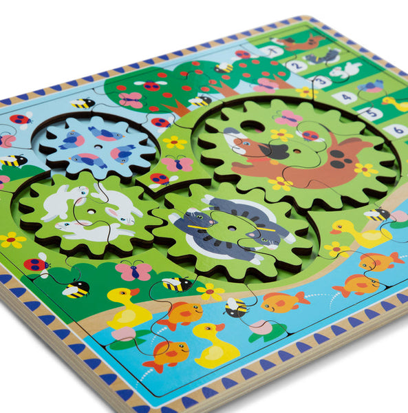 Animal Chase I-spy Wooden Gear Puzzle