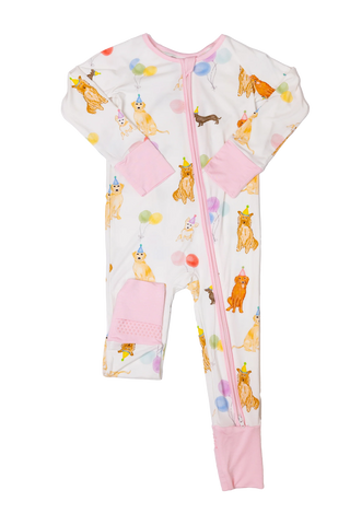 Pink Dog Party Romper