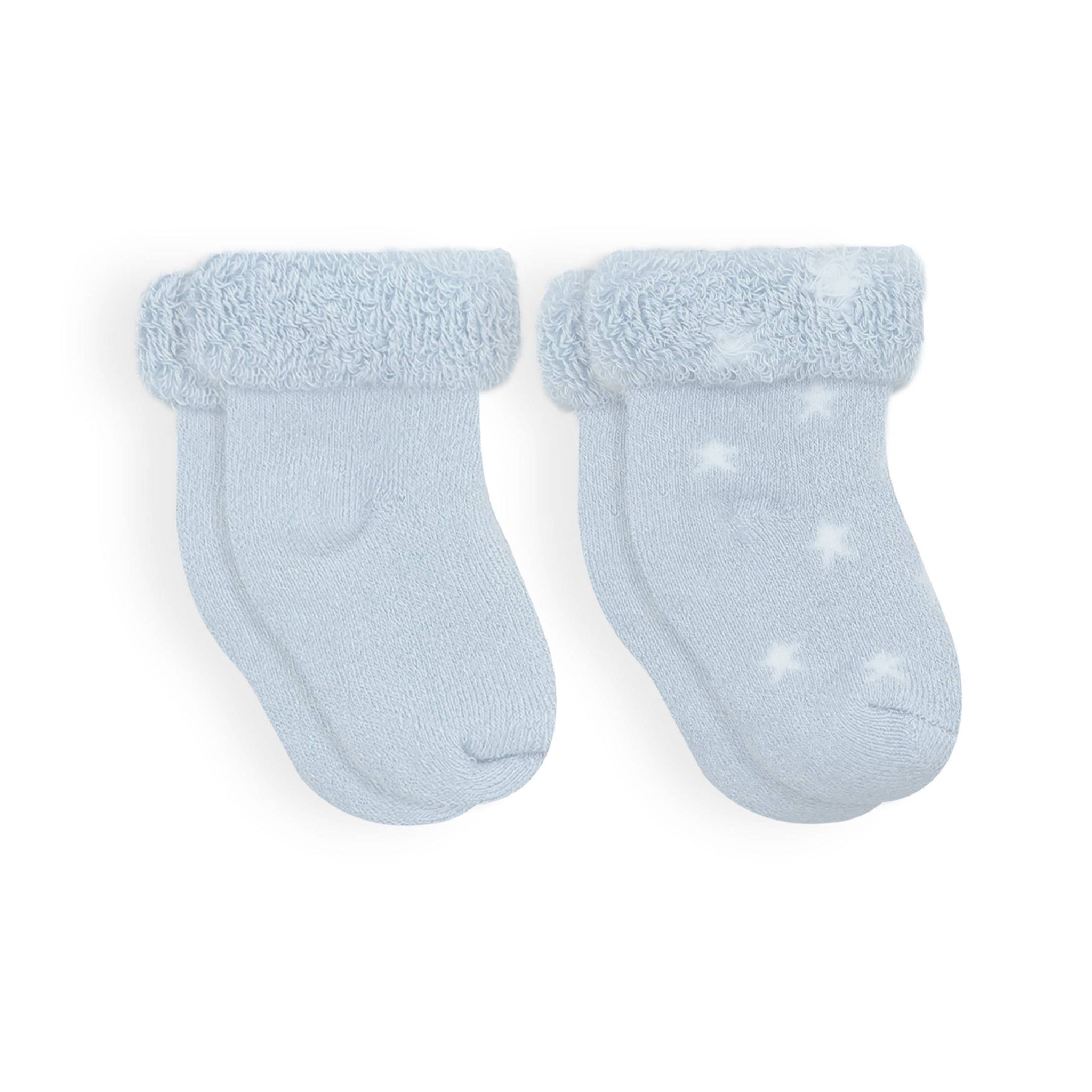 Kushies Baby - Solid/Stars Infant Socks - 2 Pack - Ice Blue: 0-3M