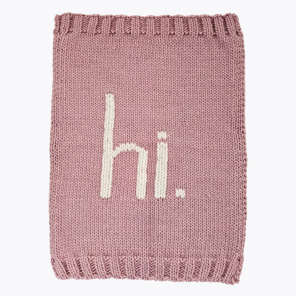 hi. Hand Knit Blanket Rosy Pink: Rosy
