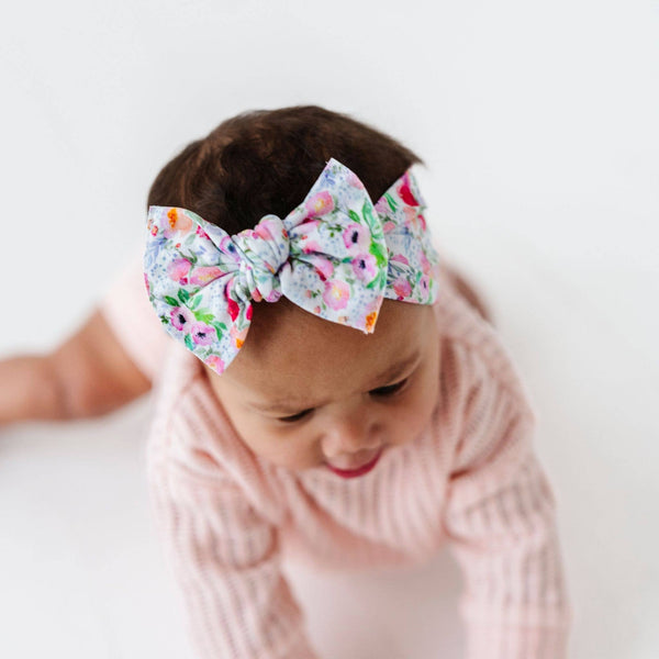 Baby Bling Bows - Baby Bling® Printed Knot soft nylon headband: Paperwhites