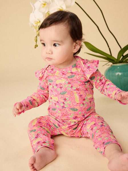 Rabbits and Turtles Ruffled Sleeve Romper