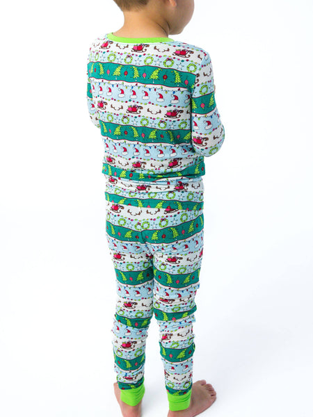 RuffleButts + RuggedButts - SoftSnooze™ Kids Bamboo Viscose Festive Fair Isle Long Sleeve Pajama Set
: Multi-Color / 3T