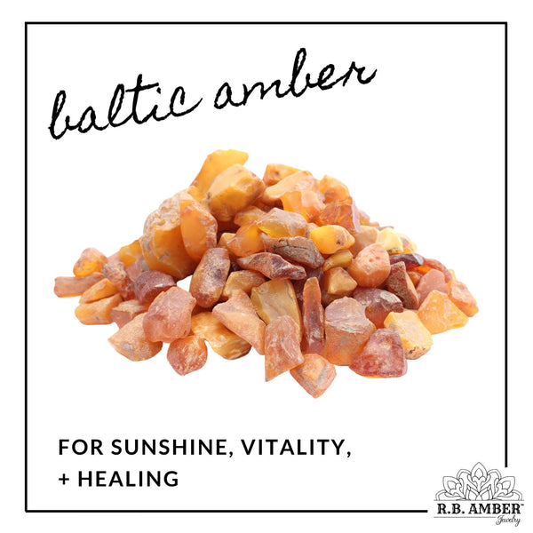 R.B. Amber Jewelry - Raw Cognac Bean Baltic Amber Necklace: Standard Hang Tag / 12-13 inches