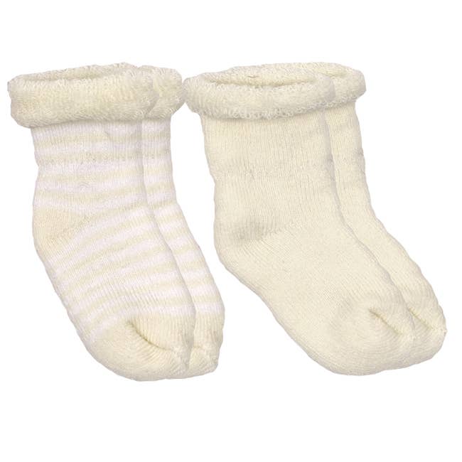 Kushies Baby - Baby Socks Terry - Pack Of 2 Butter 0-3M: 0-3M