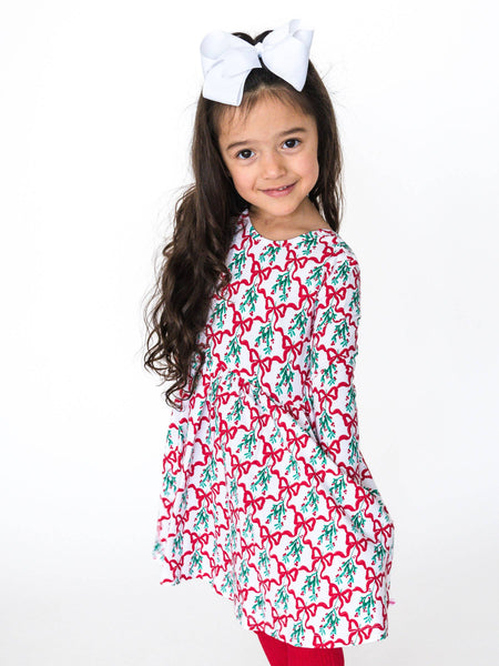 RuffleButts + RuggedButts - Girls Carol of the Bows Knit Long Sleeve Twirl Dress
: White / 7