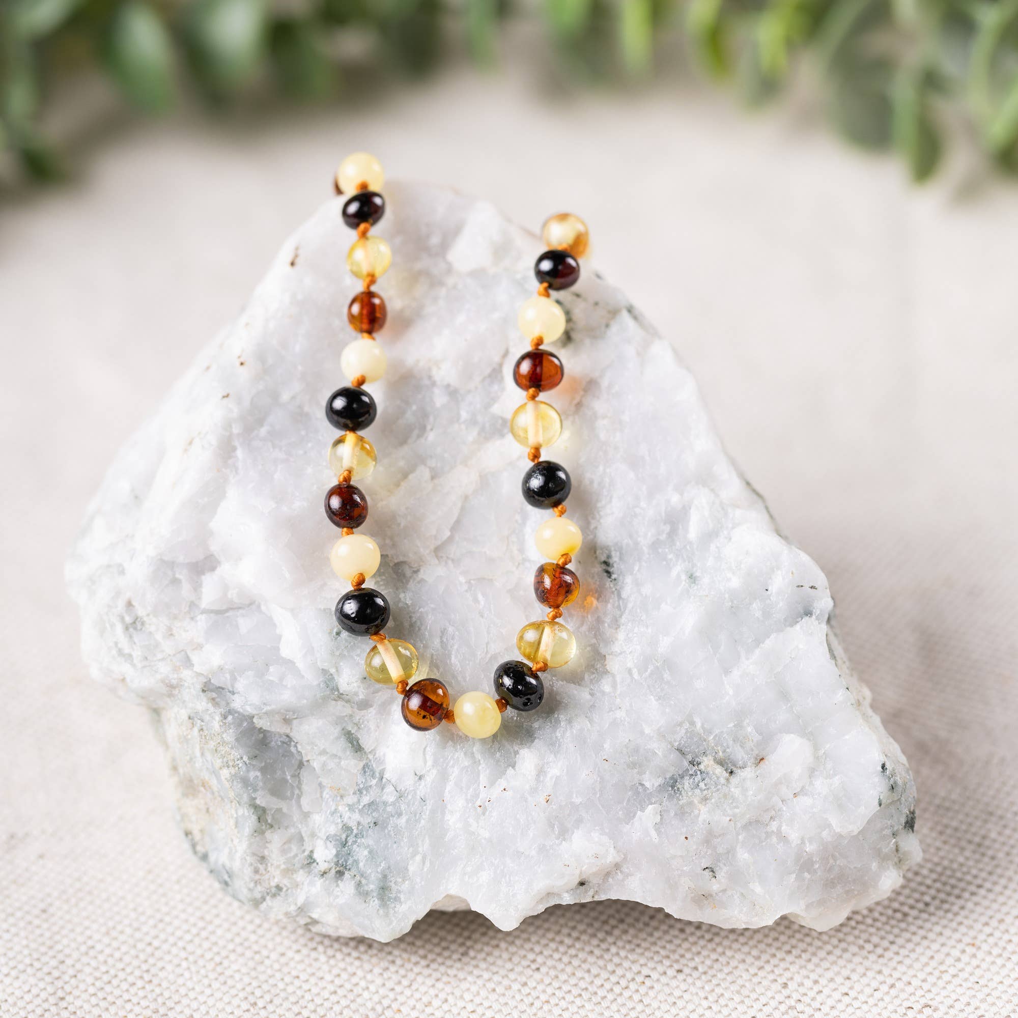 R.B. Amber Jewelry - Multi Baltic Amber Necklace: Standard Hang Tag / 12-13 inches