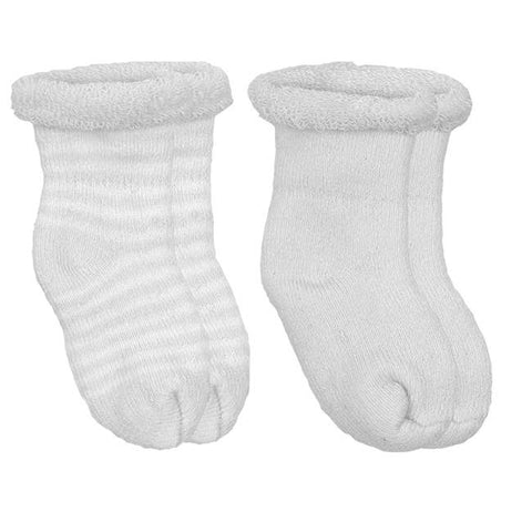 Kushies Baby - Baby Socks Terry - Pack Of 2 White 0-3M: White Solid