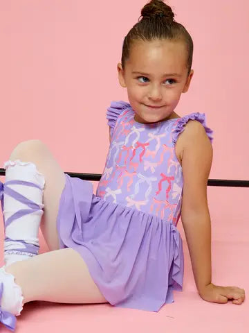 Rosy Ribbons Flutter Sleeve Leotard