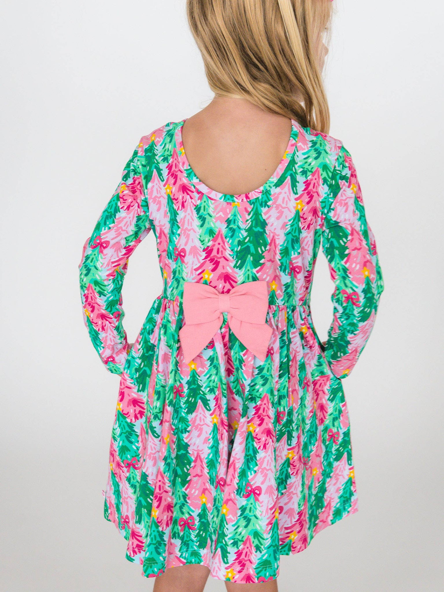 RuffleButts + RuggedButts - Girls Pink Jolly Grove Knit Long Sleeve Twirl Dress
: Pink / 7