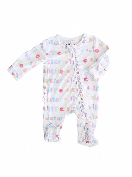 Little Sister Ruffle Zip Footie
