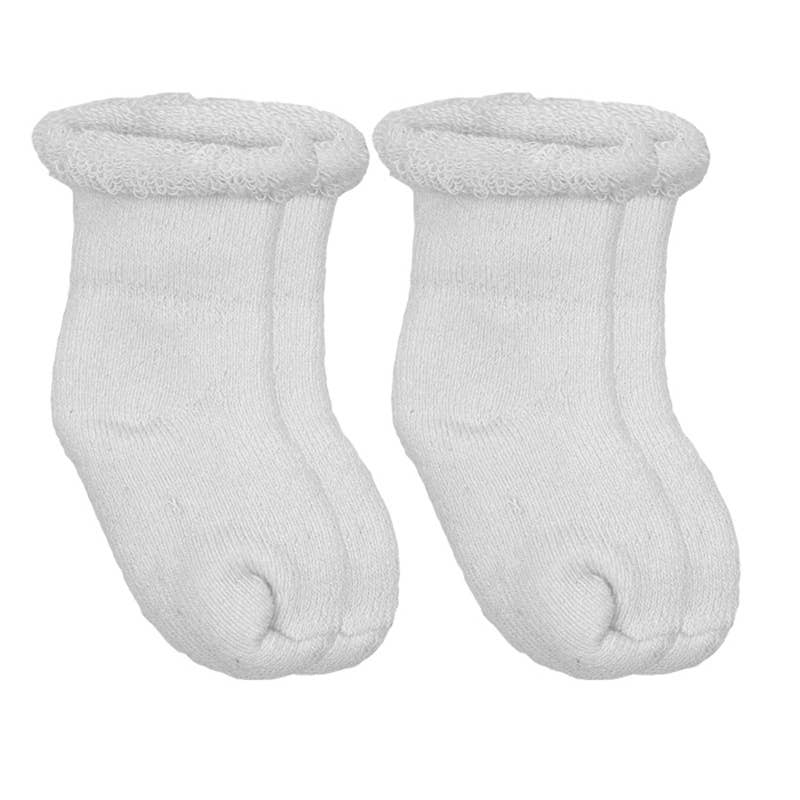 Kushies Baby - Baby Socks Terry - Pack Of 2 White 3-6M: 3-6M