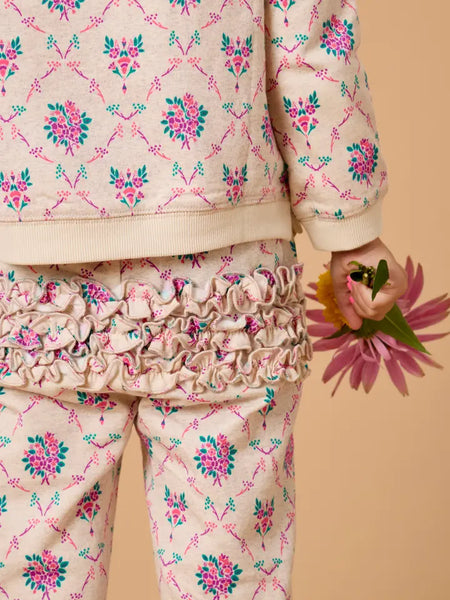 Oatmeal Bouquets Flutter Sweatsuit Jog Set