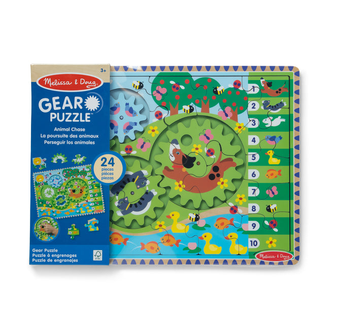 Animal Chase I-spy Wooden Gear Puzzle
