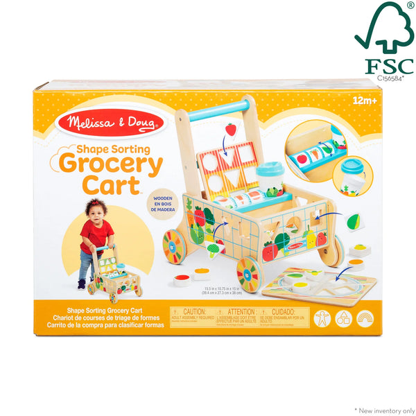 Wooden Shape Sorting Groceryy Cart