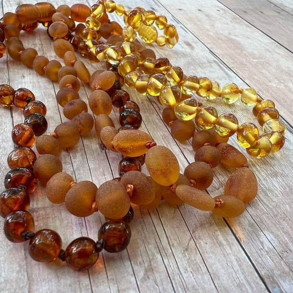 R.B. Amber Jewelry - Dark Cognac Baltic Amber Necklace: Standard Hang Tag / 14-15 inches