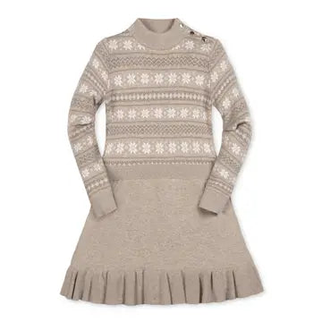 Light Taupe Snowflake Sweater Dress