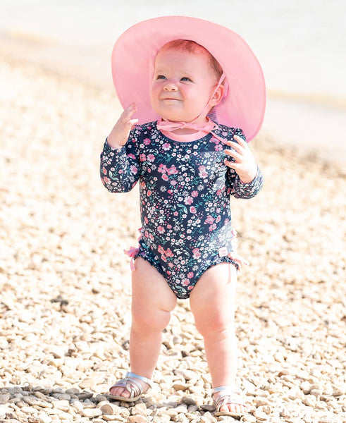 RuffleButts + RuggedButts - Kids Pink Sun Protective Hat: 6-12m