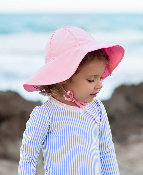 RuffleButts + RuggedButts - Kids Pink Sun Protective Hat: 12-24m
